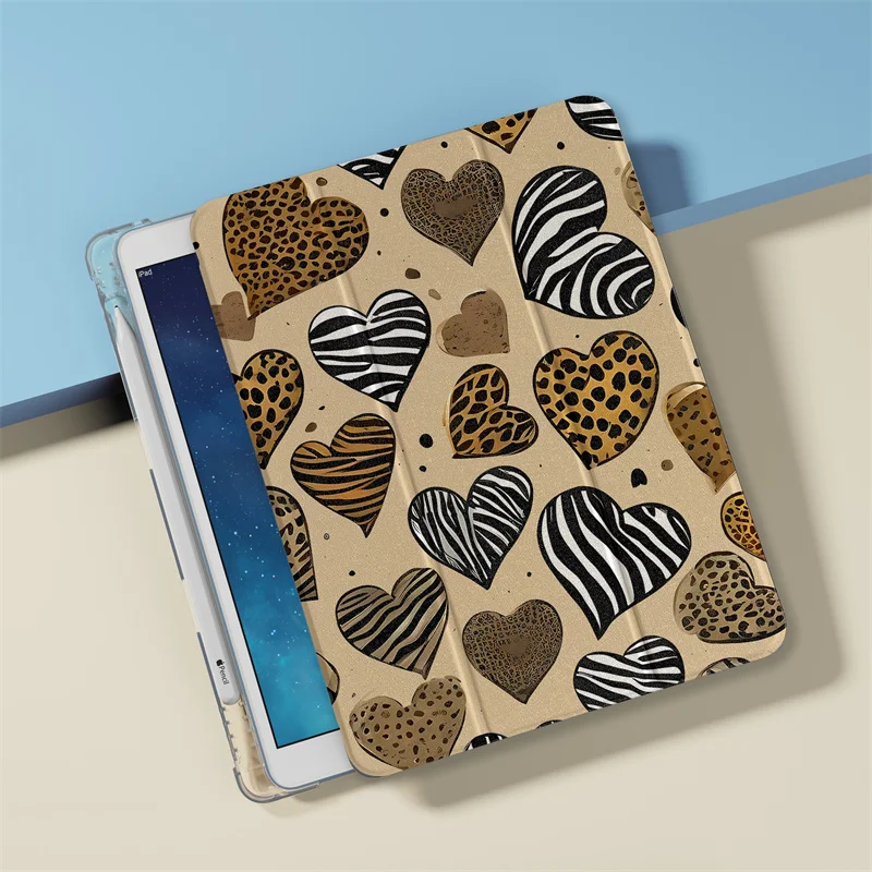 Cute Leopard Love Case For Apple iPad Air 2024 Pro 11 inch Air5/4 10.9 iPad 5/6/7/8/9 9.7 Air 3 10.2/10.5\'\' mini 6/5/4 Cover