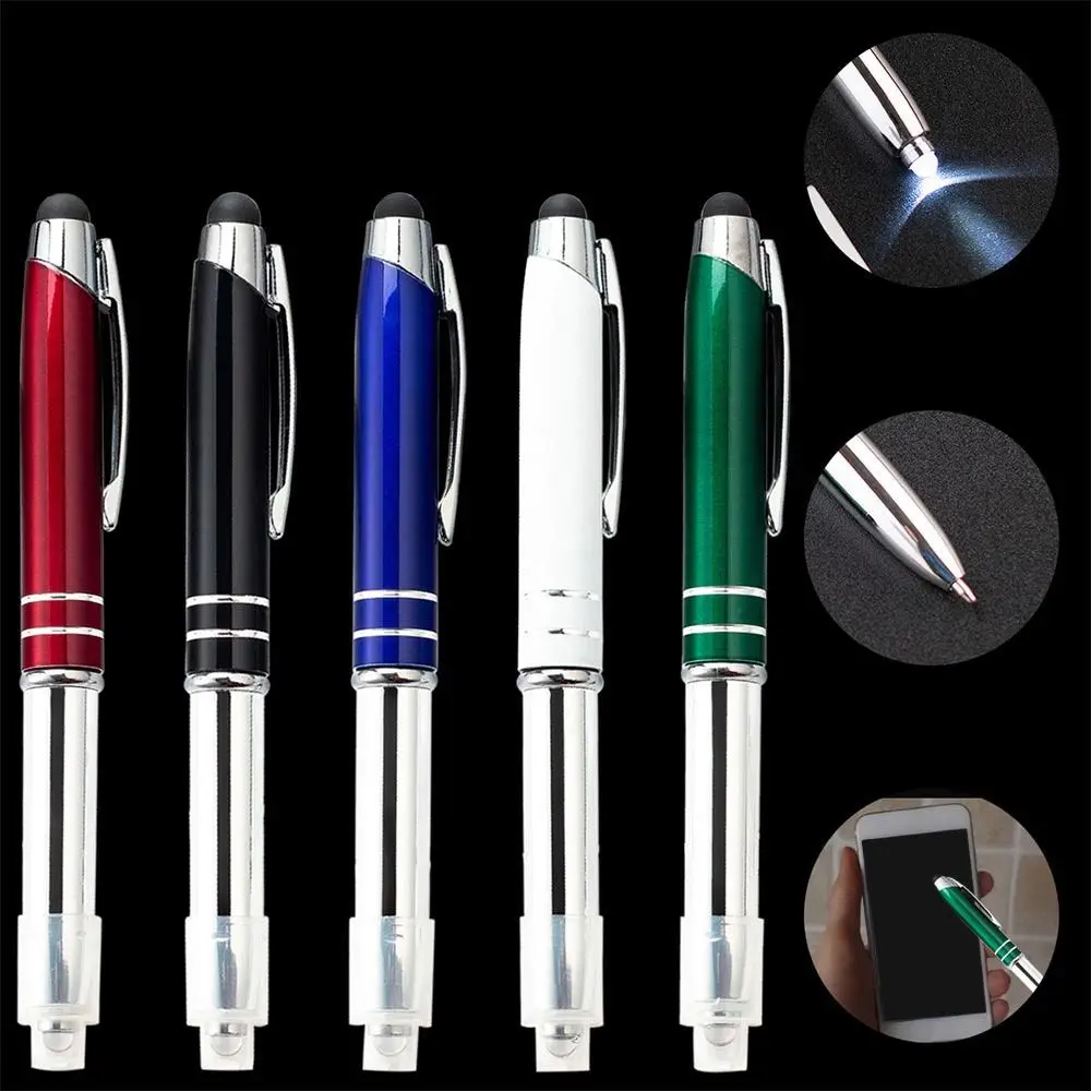 Portable With LED Light Multi-function Pen 3-in-1 Metal Capacitive Pen Writing Supplies Writing Pen Students