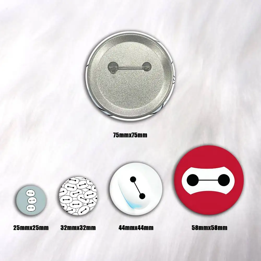Cartoon B-Baymax Pins Badges Round Laser Badge Brooch Clothes Backpack Accessories