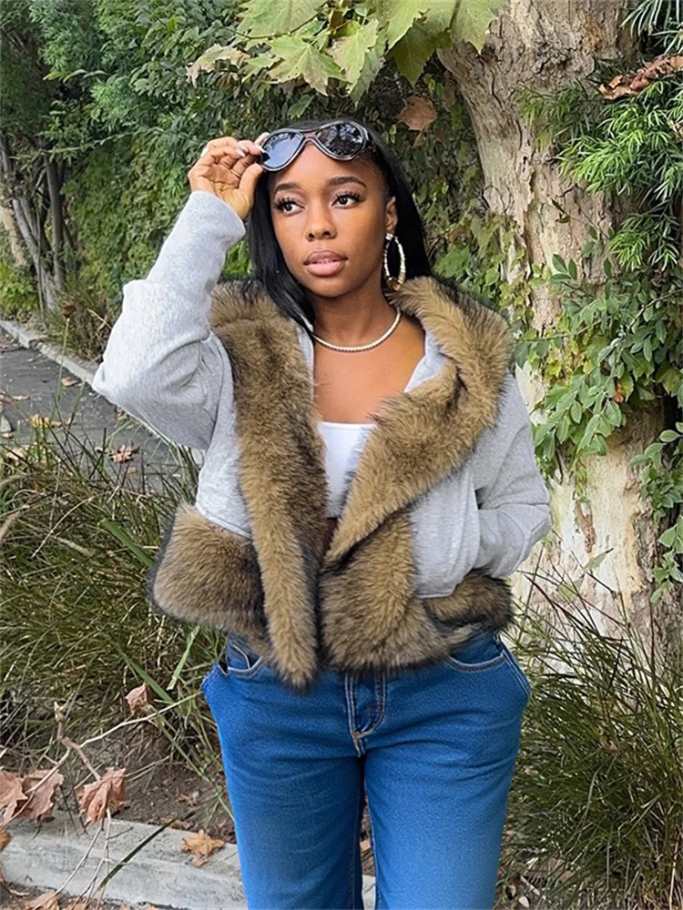 

Плюшевое пальто Nibber с капюшоном в стиле пэчворк для женщин, повседневное, уличный стиль, с длинными рукавами, весна-осень, модное, с металлической пряжкой, классическое, простое пальто-куртка