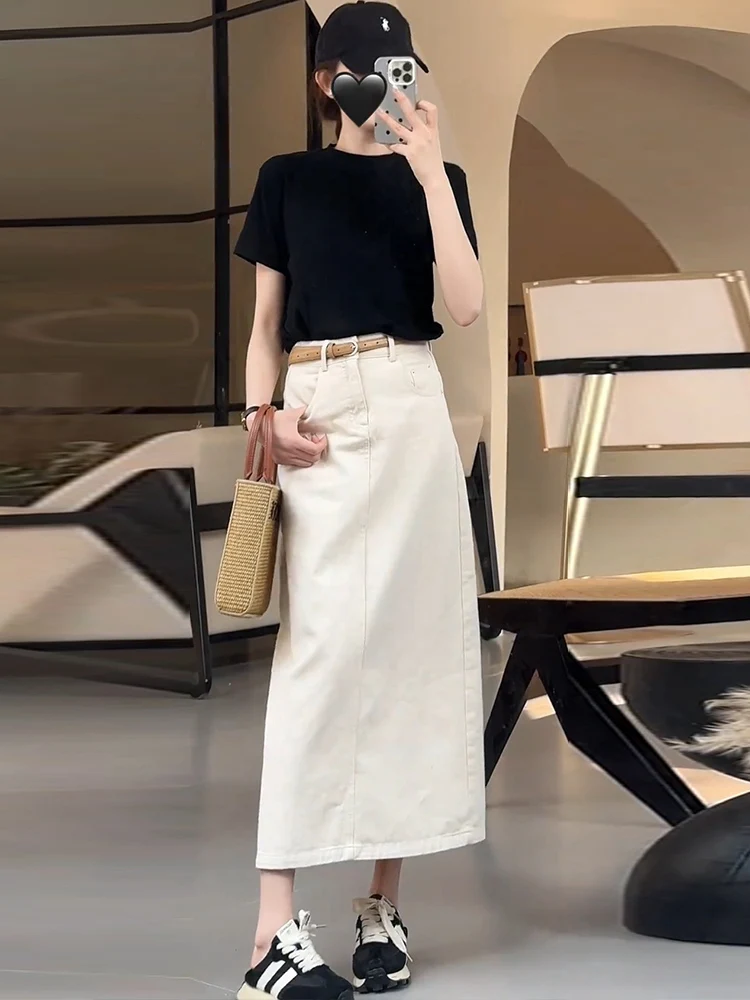 

Cotton T-Shirt Skirt Set Women Summer 2025 Casual High Waist Long Skirt Two Piece Everyday Outfit​