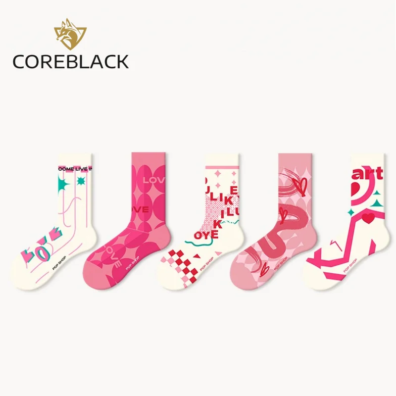 COREBLACK 5 Pairs Set Socks for Women Combed Cotton Socks Cute Cartoon Design 2024 New Trend Socks Four Seasons Comfortable