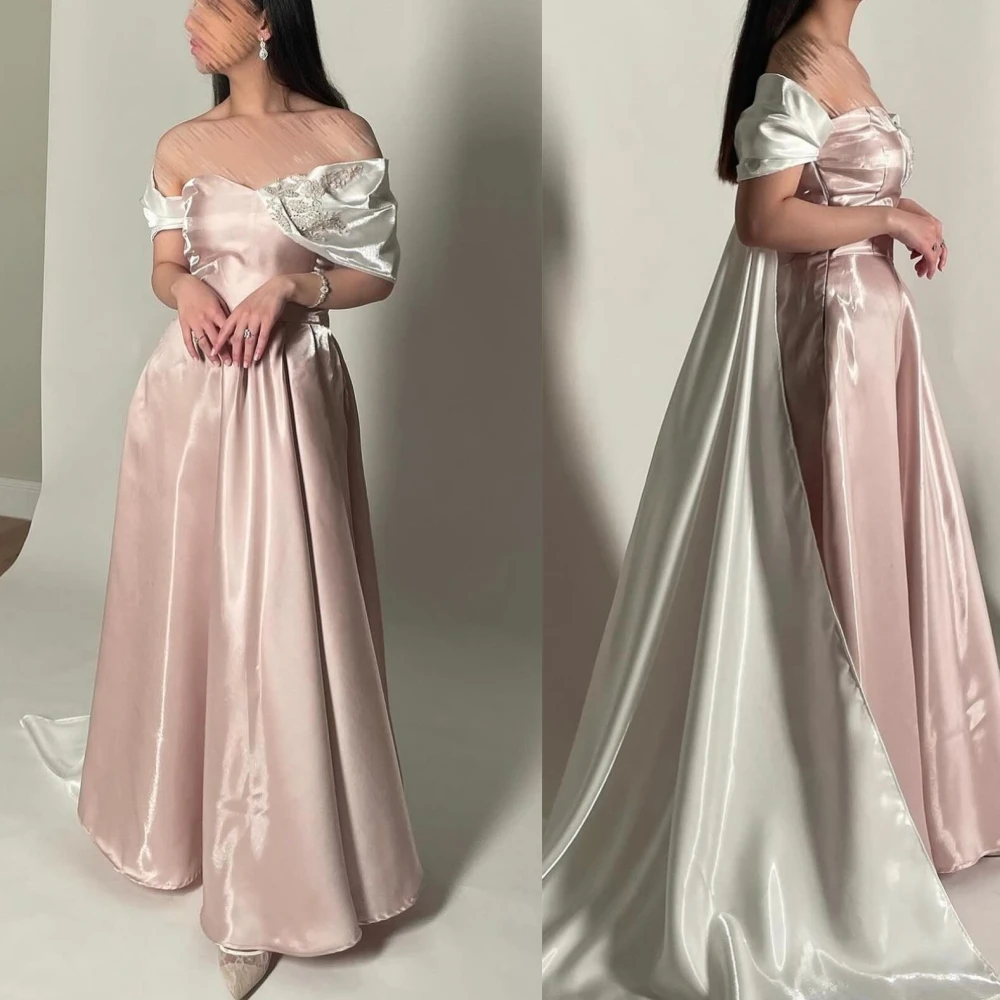 

Jiayigong Satin Draped Beading Cocktail Party Ball Gown Off-the-shoulder Bespoke Occasion Long Dresses