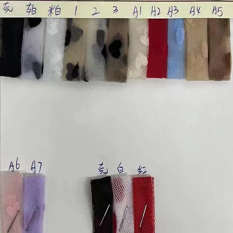 新しいピーチハート植毛ガーゼ生地レース刺繍子供 & 女性の衣類の写真撮影生地新しいコレクション