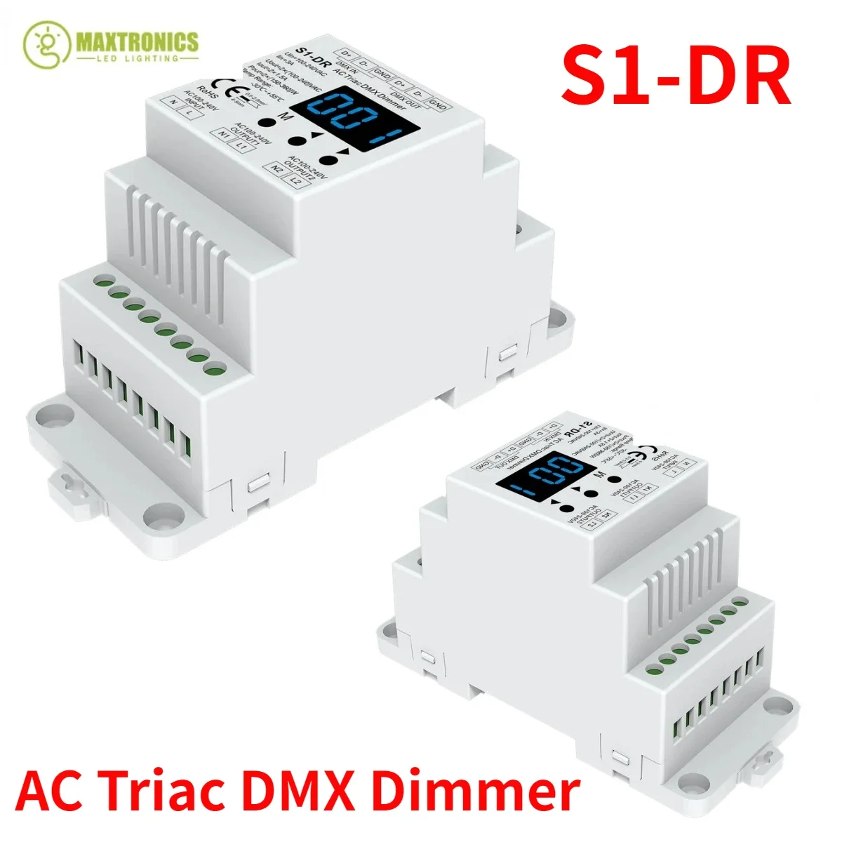 Wholesale AC100V-240V S1-DR AC Triac DMX Dimmer DIN Rail 2 Channel Dual Channel Output Silicon DMX512 LED Controller Skydance