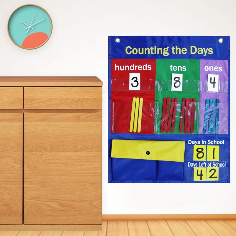 مخطط جيب معلق للعد مع شريط مغناطيسي وفتحتين معدنيتين للتعليق للأعمار من 3 سنوات فما فوق