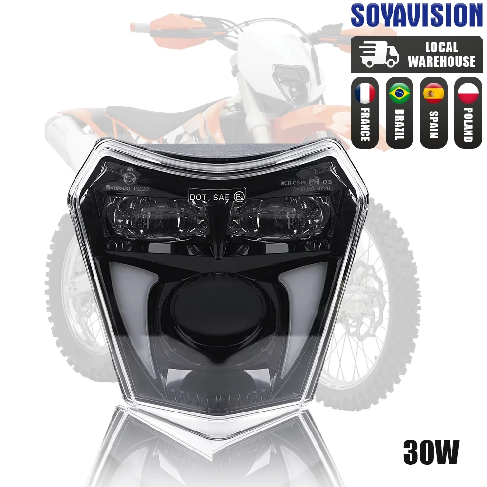 E24 Reflektor motocyklowy LED DRL Motocross Reflektor do KTM EXC XCW XC SX-F XC-W TE TC FE 125 250 300 350 450 530 690 H4 Lampa