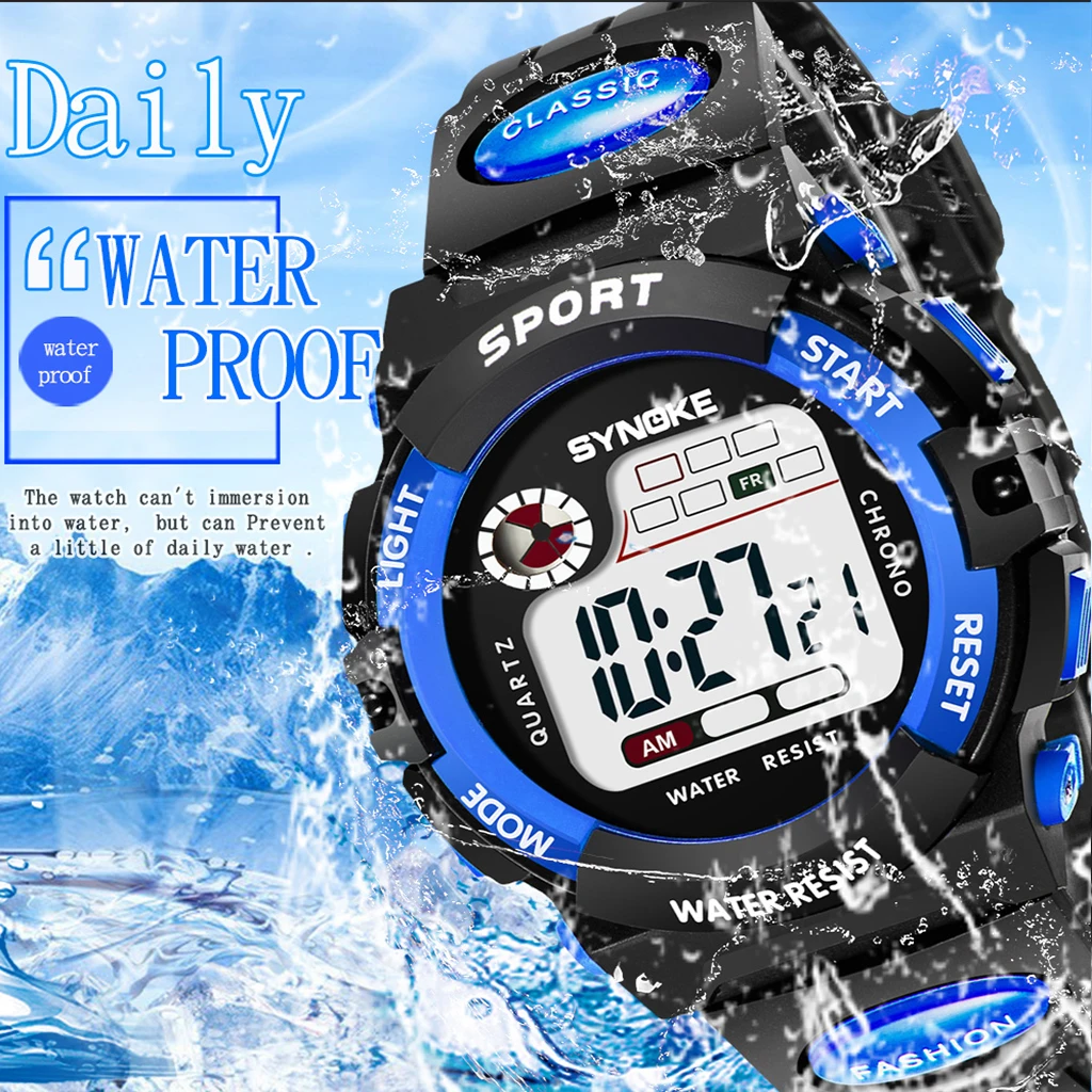 SYNOKE Student Sport Watch For Kids Colorful Electronic Watches Waterproof Clock Children Digital Watch For Boys Camouflage