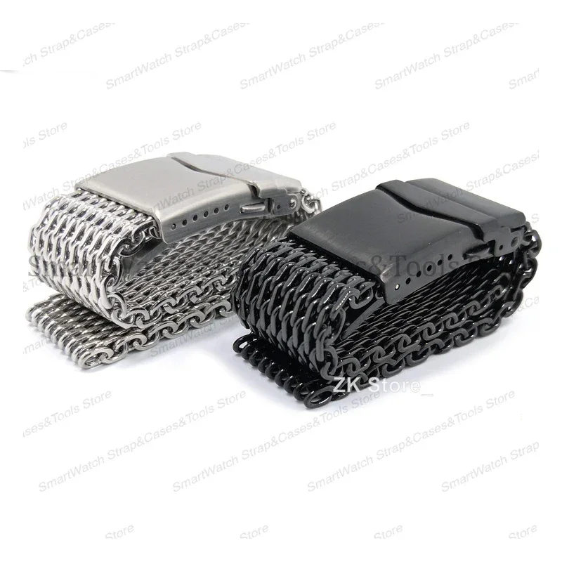 4.0 Thicken Stainless Steel Shark Mesh Straps for Seiko Solid Adjustable Buckle Diving Watch Band 18/20/22mm Luxury Bracelet