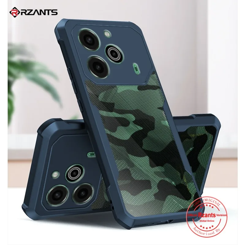 Rzants For Tecno Pova 6 Pro 5G Case Hard Camouflage Cover TPU Frame Bumper Half Clear Phone Shel