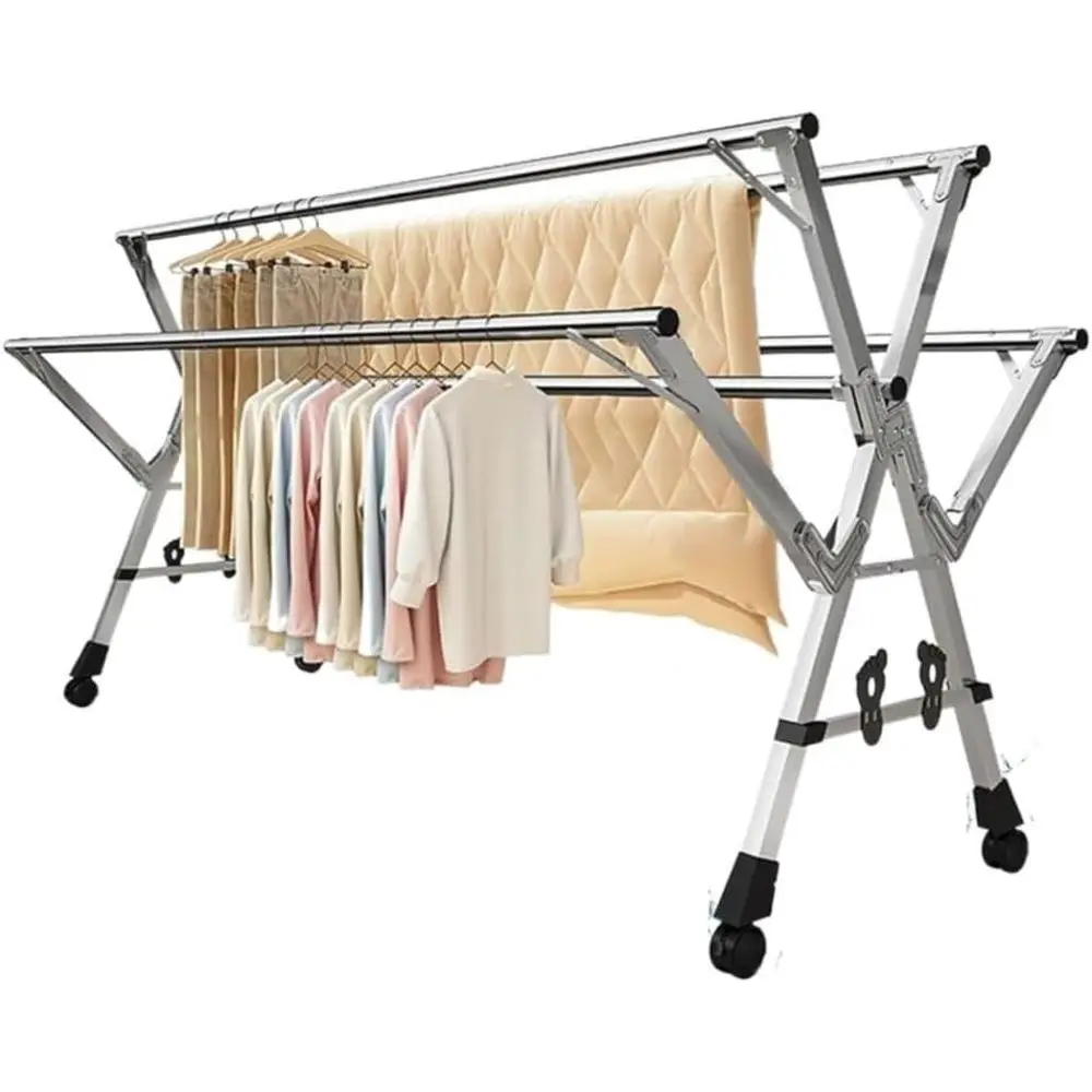 

Adjustable Indoor Collapsible Clothes Drying Rack, Heavy Duty, Space-Saving, 240cm