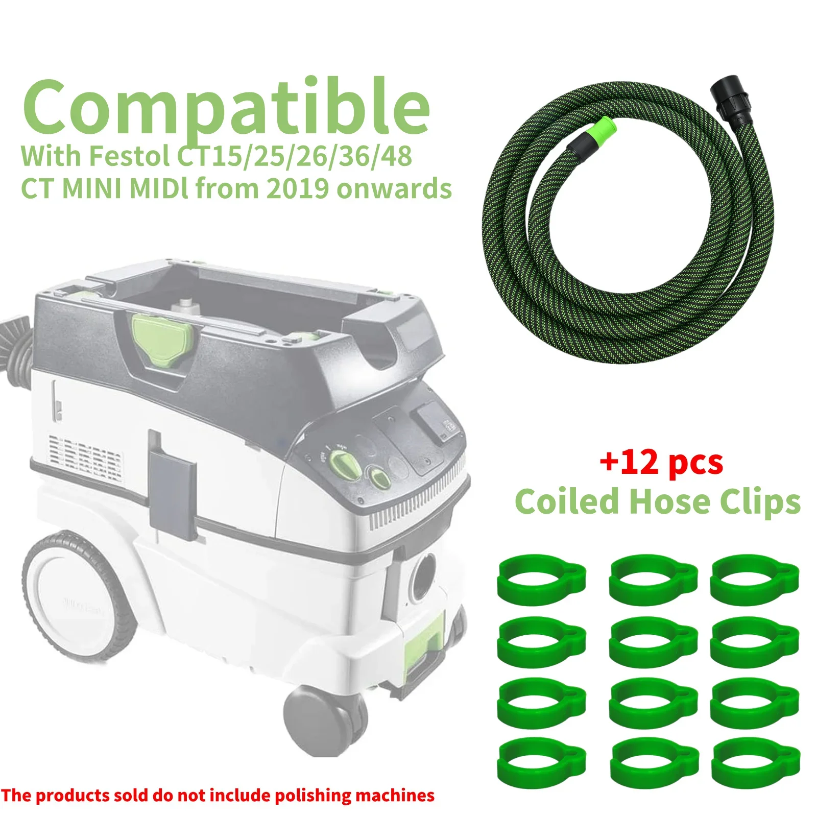 3.5m 5m Dust Extractor Hose for Festool Electric Dry Mill Suction Tube Antistatic Threaded Hose D27/32 and Accessories