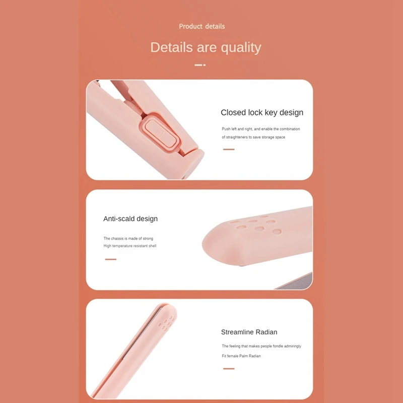 2 In 1 Dual-Purpose Hair Curler,MINI Hair Straightener,Travel Curling Iron,แบบพกพา Mini USB Hair Curler-CLIM