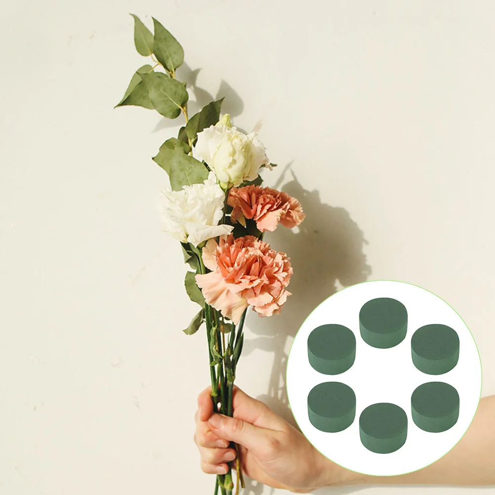 

6pcs Round Flower Mud Eco-Friendly Strong Water Absorption For Flower Arrangement Base Wedding Floral Supplies Garden Tools