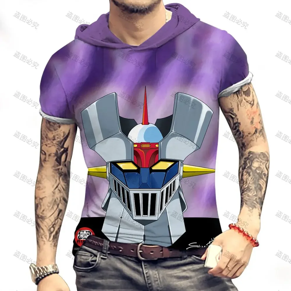 Men Clothing Mazinger Z Men's Hooded T-Shirt New 3XL Harajuku Style Y2k Trend Streetwear Short Sleeve High Quality T-shirts 2022