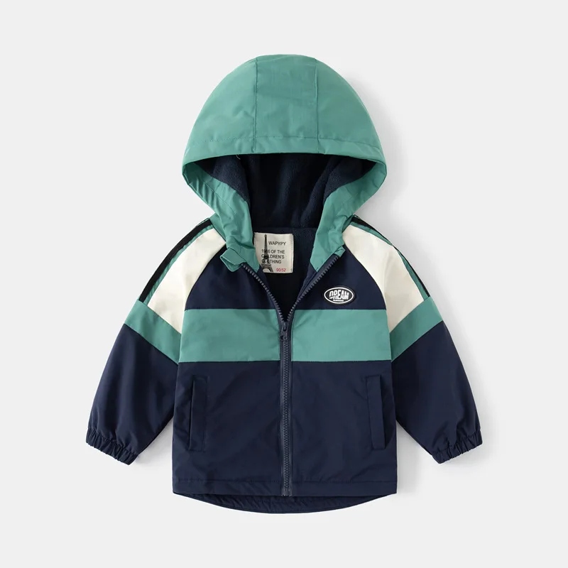 IYEAL Baby Boys Clothes Fleece Hooded Patchwork Windbreaker Outerwear Baby Clothing for 1-7 Years Kids Toddler Boys Jacket Coats
