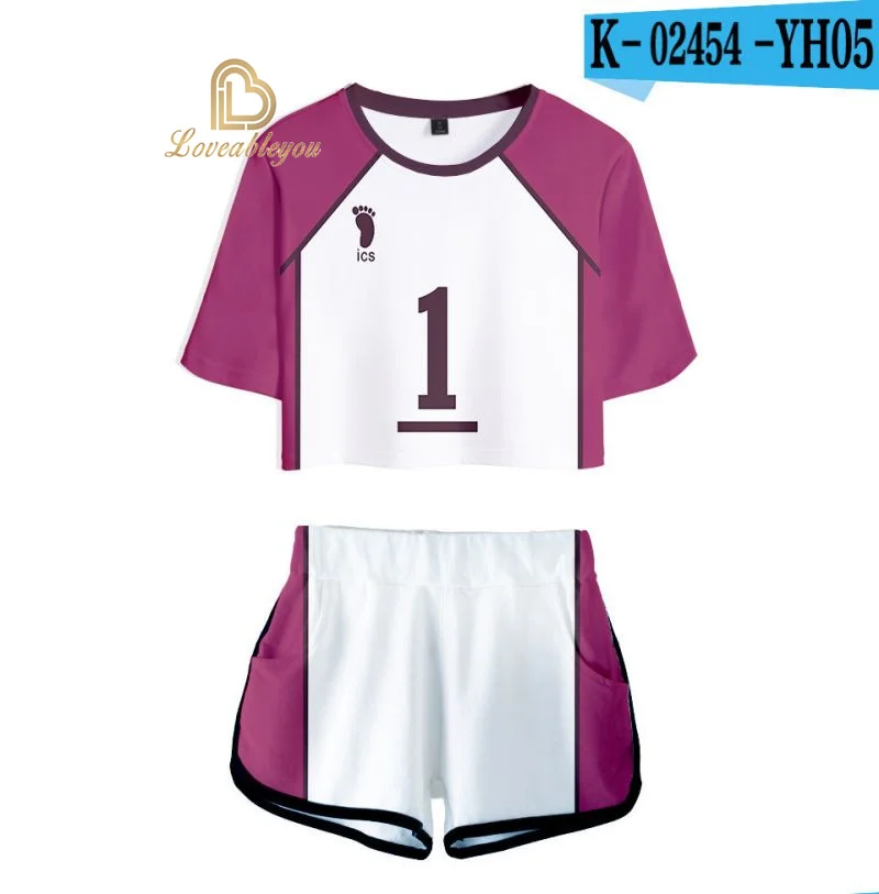 Haikyuu!! Ushijima Wakatoshi Cosplay Costume Tendo Satori Cos Tsutomu Shirt Suits Women High School Uniform Crop Tops Sets