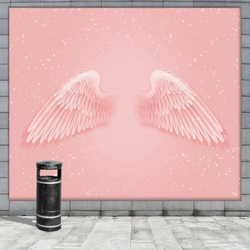 MU9200 Modern ins pink wing snowflake Internet celebrity TV home decoration bedroom living room background wall