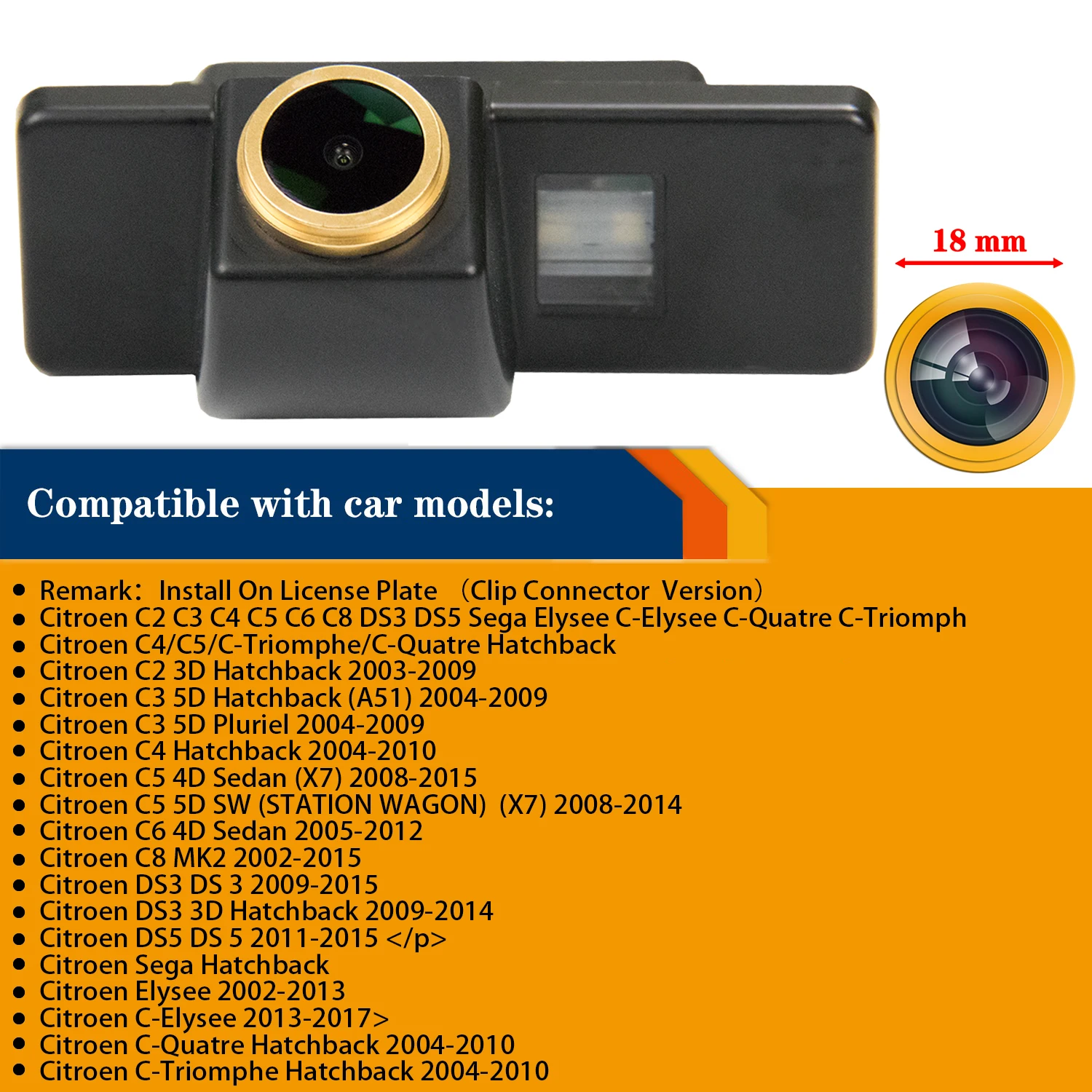 HD 1280*720p Night Vison Rear View Camera for MG3 Citroen C2 C3 C4 C5 C6 C8 DS3 DS5 Sega Elysee C-Elysee C-Quatre C-Triomph