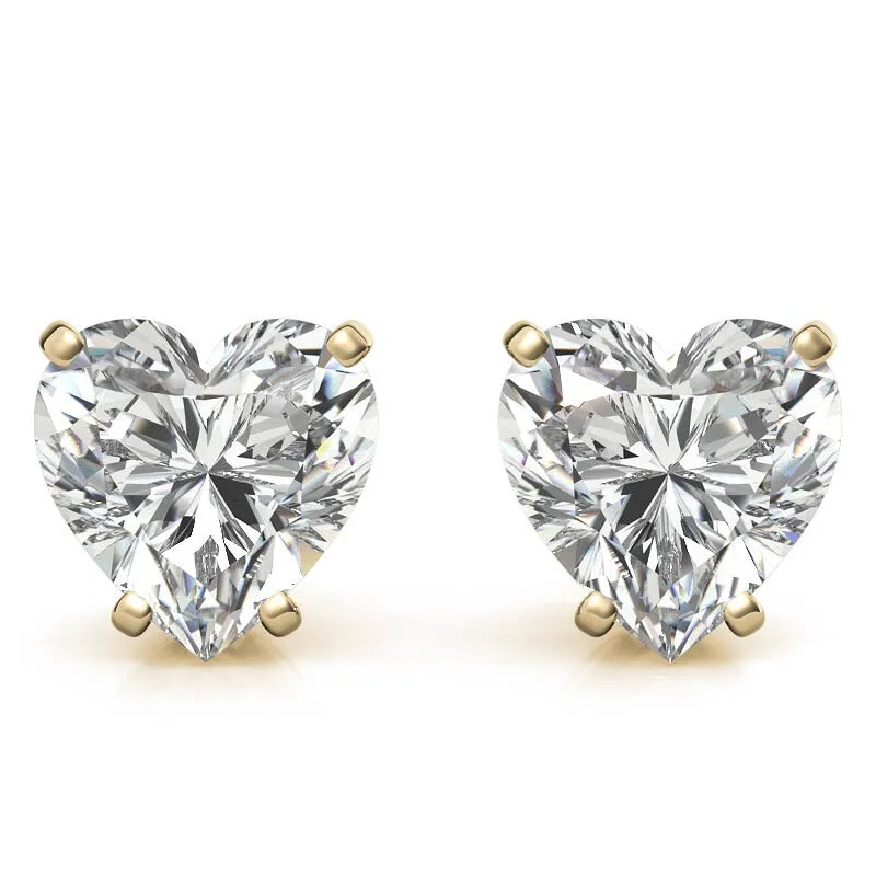 Fine Jewelry 14K Gold Prong Setting Heart Cut VVS Clarity Moissanite Women Stud Earrings