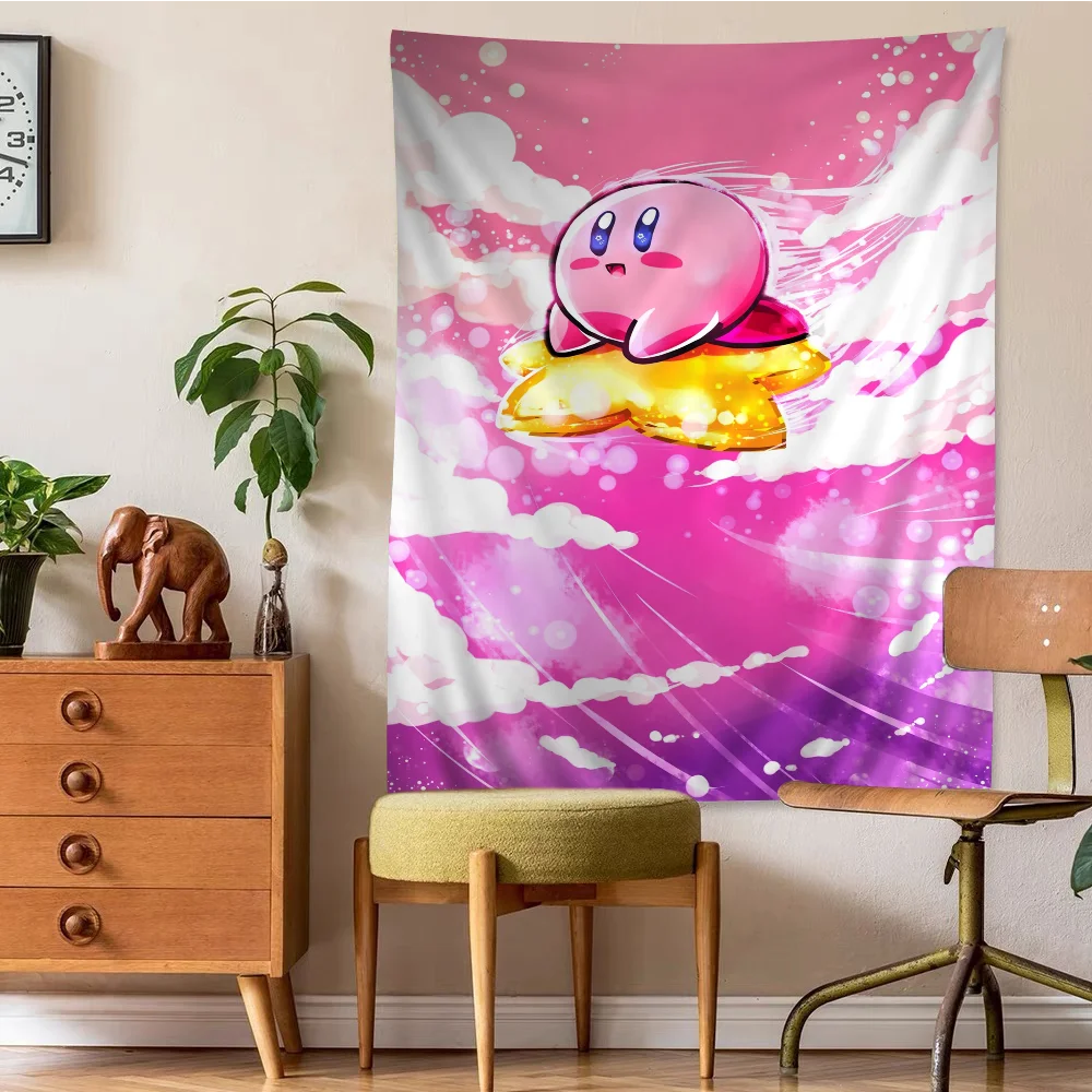 K-Kirby Anime Tapestry Hippie Flower Wall Carpets Dorm Decor Wall Hanging Home Decor