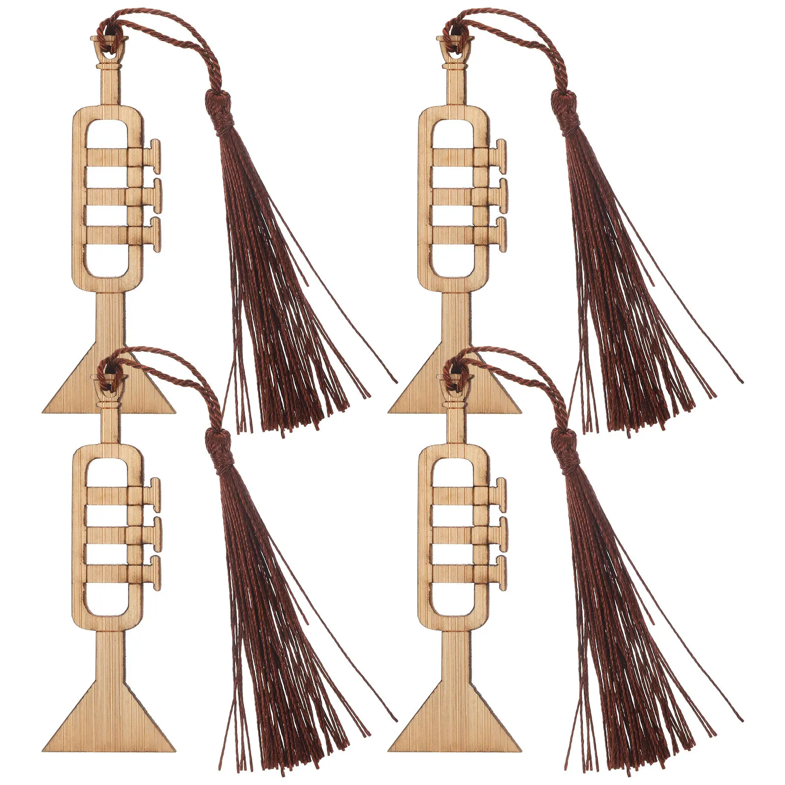 4Pcs Delicate Trumpet Modeling Bookmarks Natural Wood Material Not Easy to Break Perfect for Home Office School Book Lovers