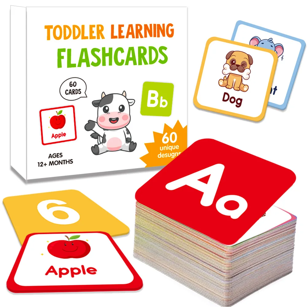 Cognitive Card Children's English Flash Card Letter Shape Animal Learning Puzzle 60 Cognitive Enlightenment Early Education Card