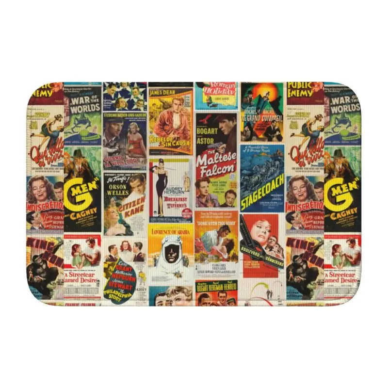 Custom Classic Movie Poster Collage Doormat Mat Anti-Slip Vintage Cinema Theater Film Gift Bathroom Rug Carpet Footpad