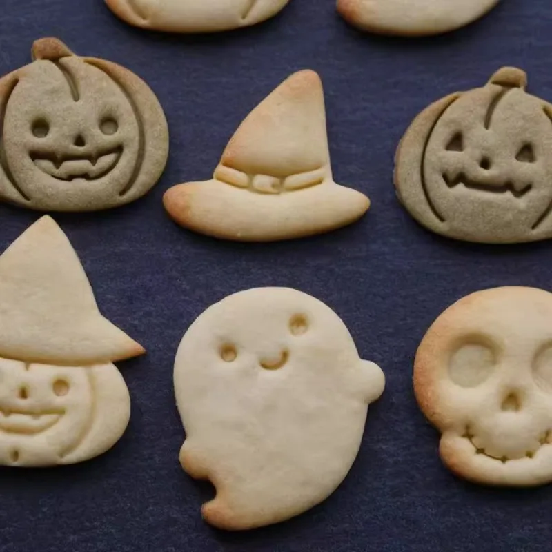 Cartoon Halloween Biscuit Mould Wizard Hat Pumpkin Ghost Skull Cookie Cutting Mold Fondant Cookie Cutter Baking Tool