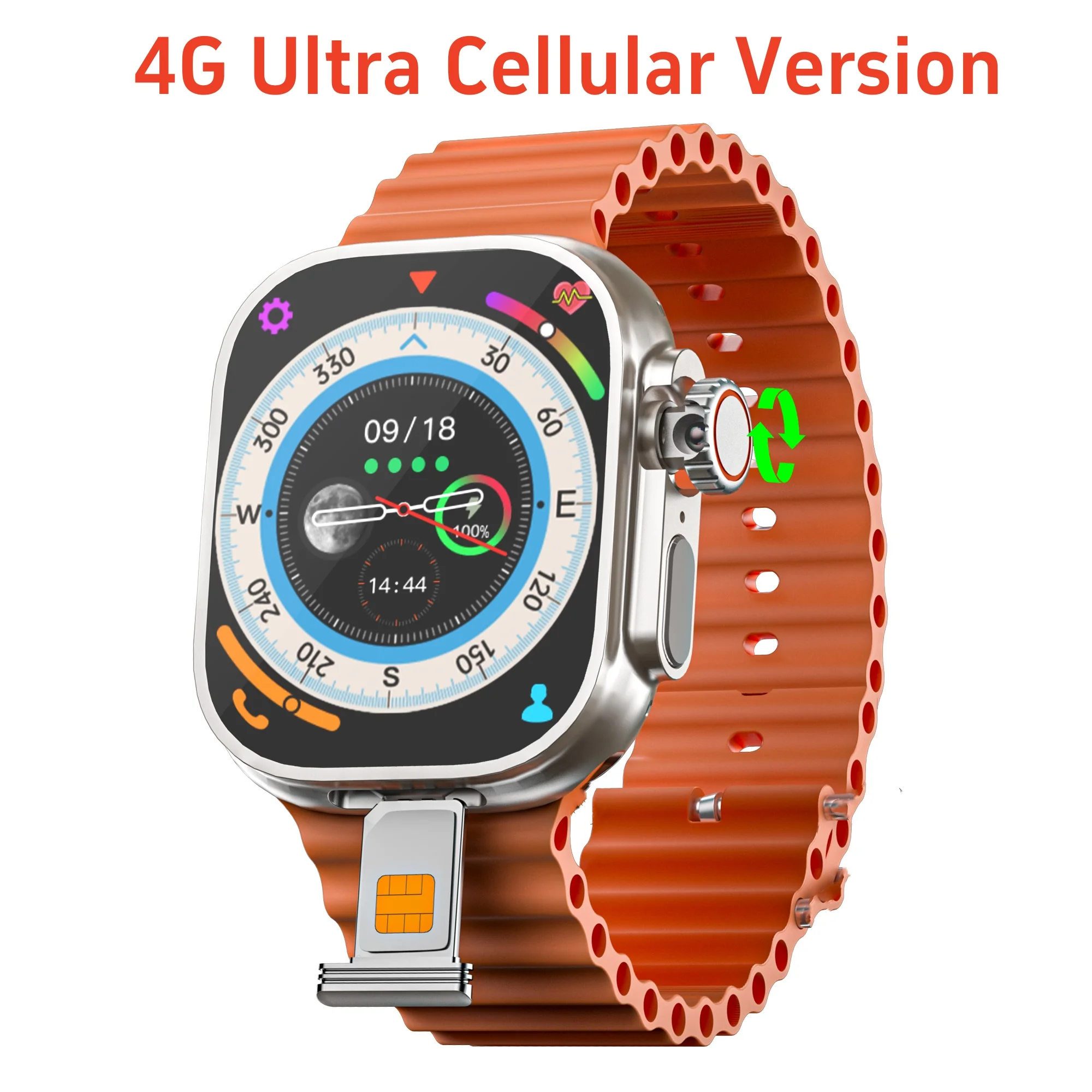 100% Original DW99 S10 Ultra Smartwatch 4G Android 180° Rotating camera WiFi GPS SIM card 2.2 Inch Amoled Play Store Smart Watch