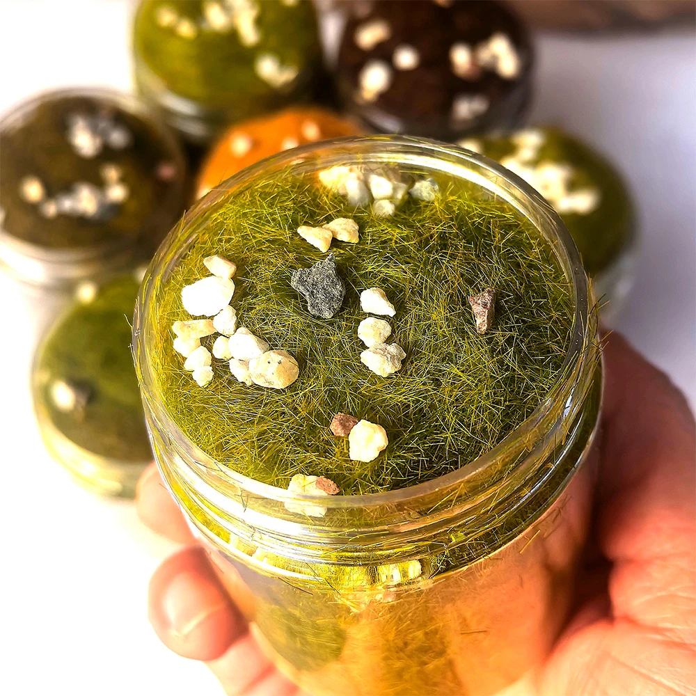 

5MM Miniature Static Grass Needle With 100g Natural Stone For Making Lawn Landscape DIY Sand Table Ground Scene Materials