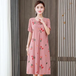 New Hot 2023 Summer Dresses Women Short Sleeve O-neck Plus Size Print Dress Ladies Large Size Vestidos