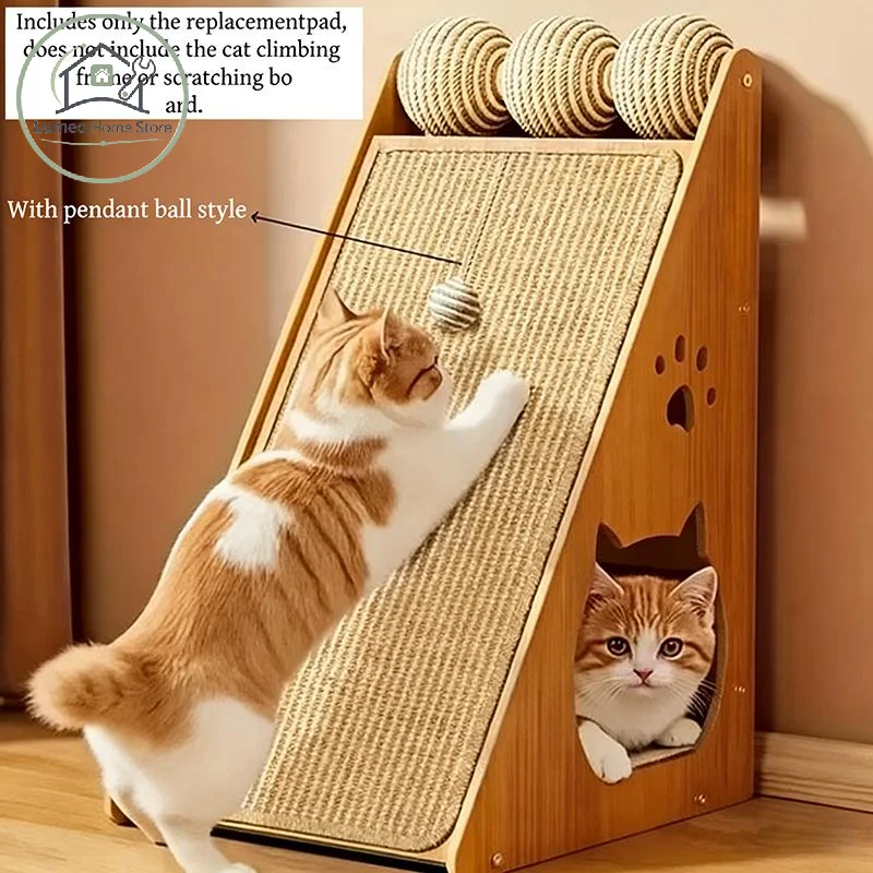 Vertical Sisal Cat  Post with Hanging Ball Durable Space Saving Sofa Protector for Kittens Adult Cats
