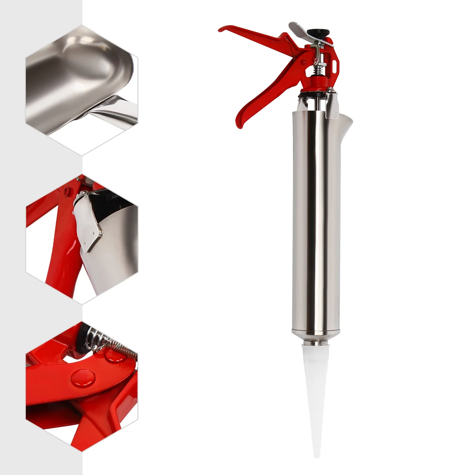 

Professional Grout Gun for Mortar, Mortar Press Stainless Steel Hand Mortar Pump Concrete Syringe Joint Sprayer w/ Accessories