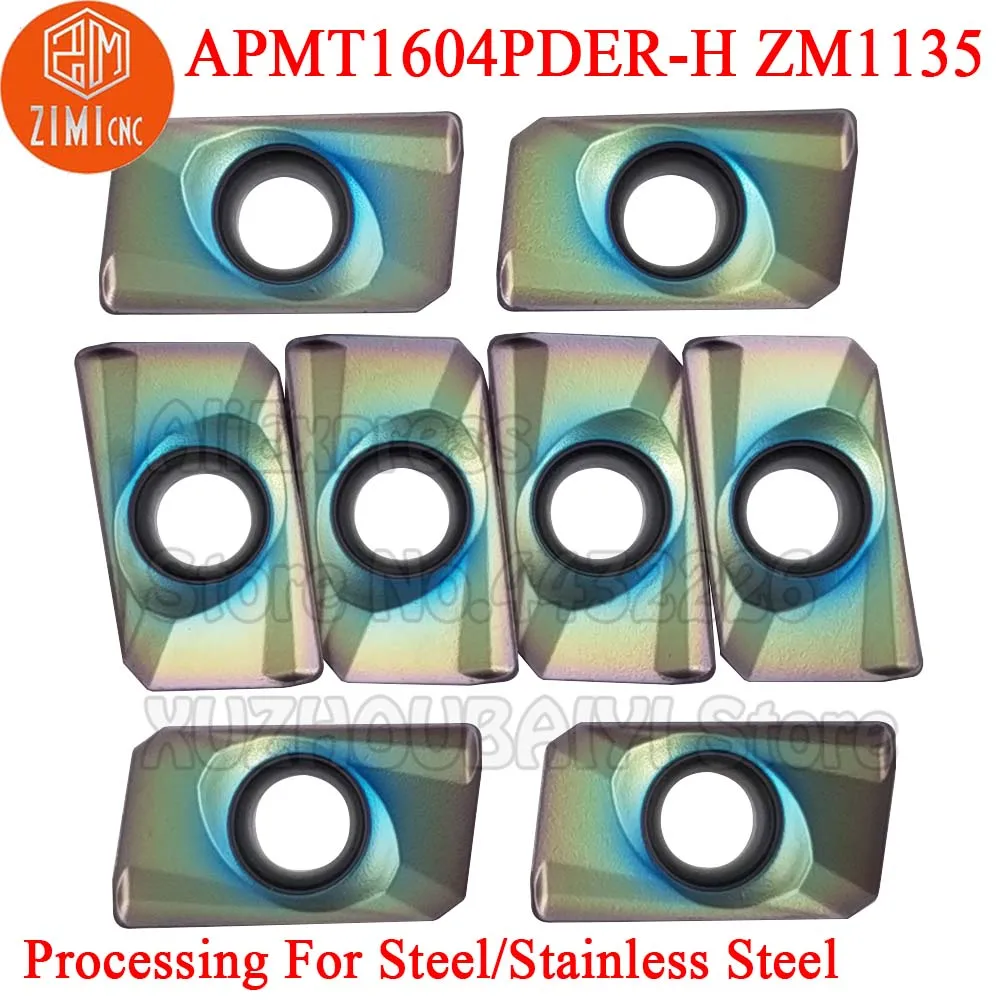 10 قطعة APMT1604PDER-H ZM1135 APMT1604PDER H APMT 1604 160408pder H ملاحق تفريز من الكربيد CNC قاطعة المطحنة BAP 400R فهرسة millin
