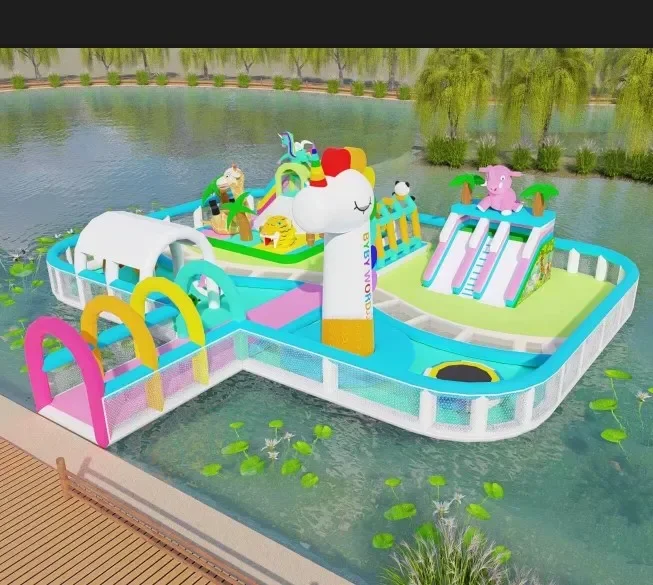 Theme outdoor floating play adventure games Inflatable aqua park inflatable water park