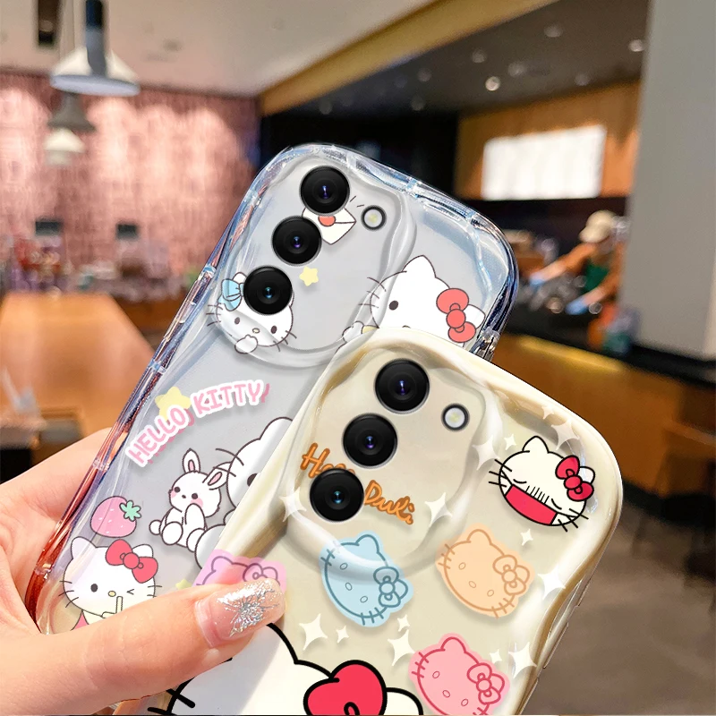 Sanrio HelloKitty Phone Case For Samsung Galaxy S24 S23 S22 S21Ultra Plus FE A73 A72 A71 A55 A54 A53 A52 Non-Slip Silicone Cover