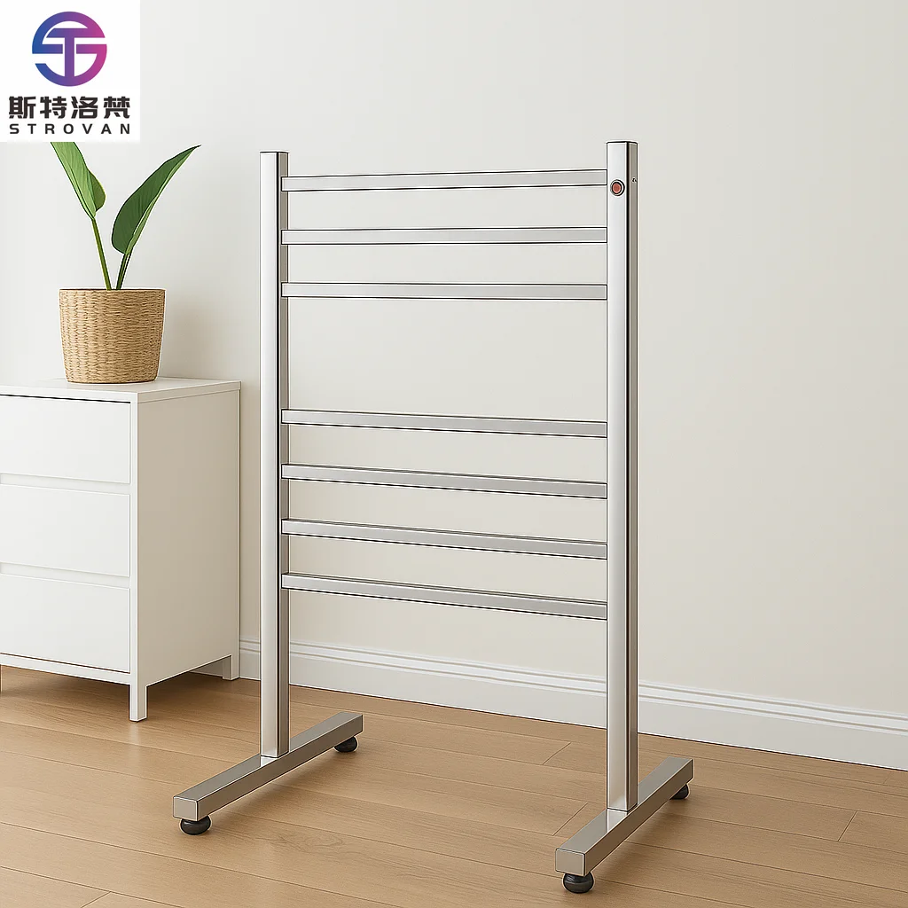 Free Standing Electric Towel Rack Portable Clothes Drying Heater Stainless Steel Floor Independent Design Towel Warmer