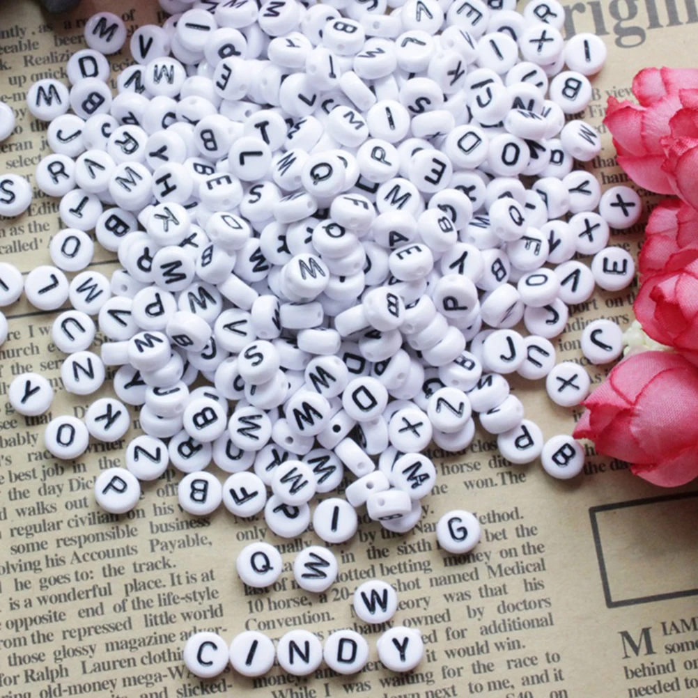 

1000 Pcs Alphabet Beads Supplies Beading Kids Toys Letter Round Acrylic Letters DIY