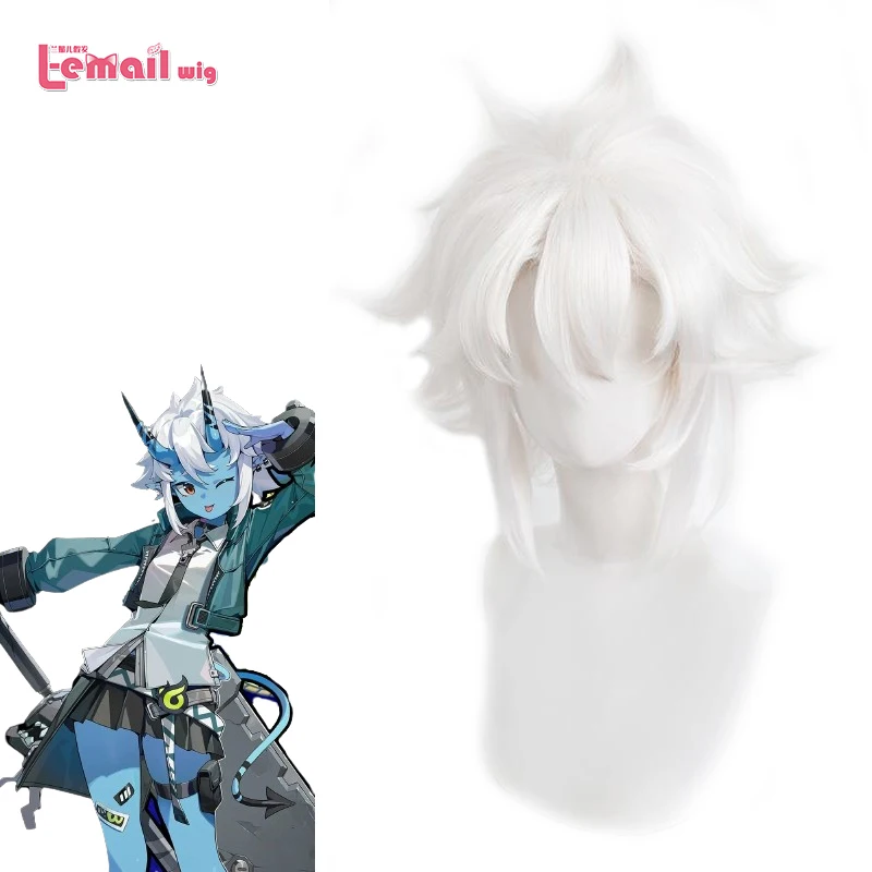 L-email wig Synthetic Hair Game Zenless Zone Zero Soijkaku Cosplay Wigs 35cm Short White Color Wig Heat Resistant Wig