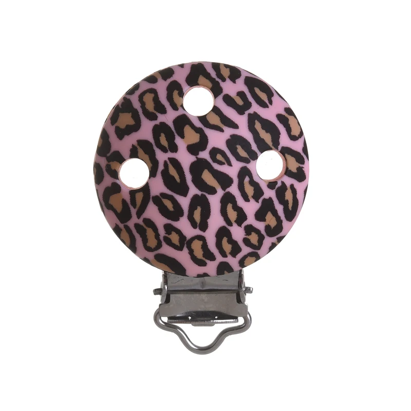 3 Stuks Food Grade Baby Bijtring Siliconen Gesp Clip 35Mm Luipaard Ronde Fopspeen Clips Diy Baby Voeding Tepel Ketting Maken Zorg Speelgoed