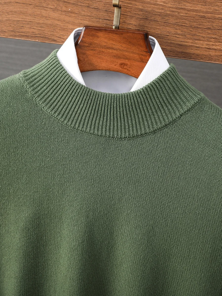 

Skin-friendly Loose Men's Knitted Sweater f-high Collar Pure Cotton Faionable Winter Casual Wear Busin Casual Sle