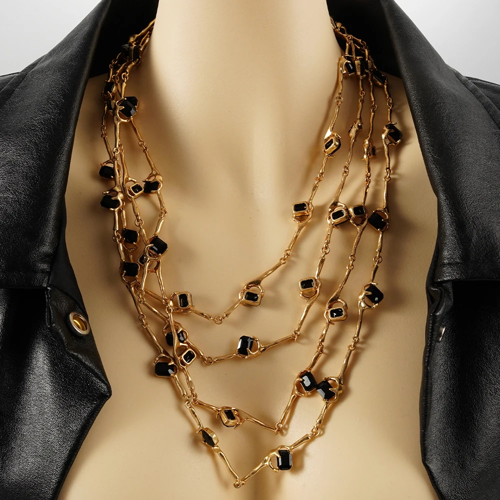 

European And American Multi-layer Zirconia Collarbone And Bracelet Set New Luxury Necklace Luxurious Accessories For Women