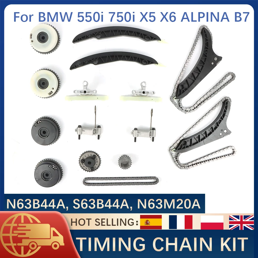 

Комплект цепи ГРМ Распредвал VVT Шестерня для BMW 550i 750i X5 X6 F01 F02 F10 E70 E71 4.4L V8 Turbo N63B44A S63B44A N63M20A