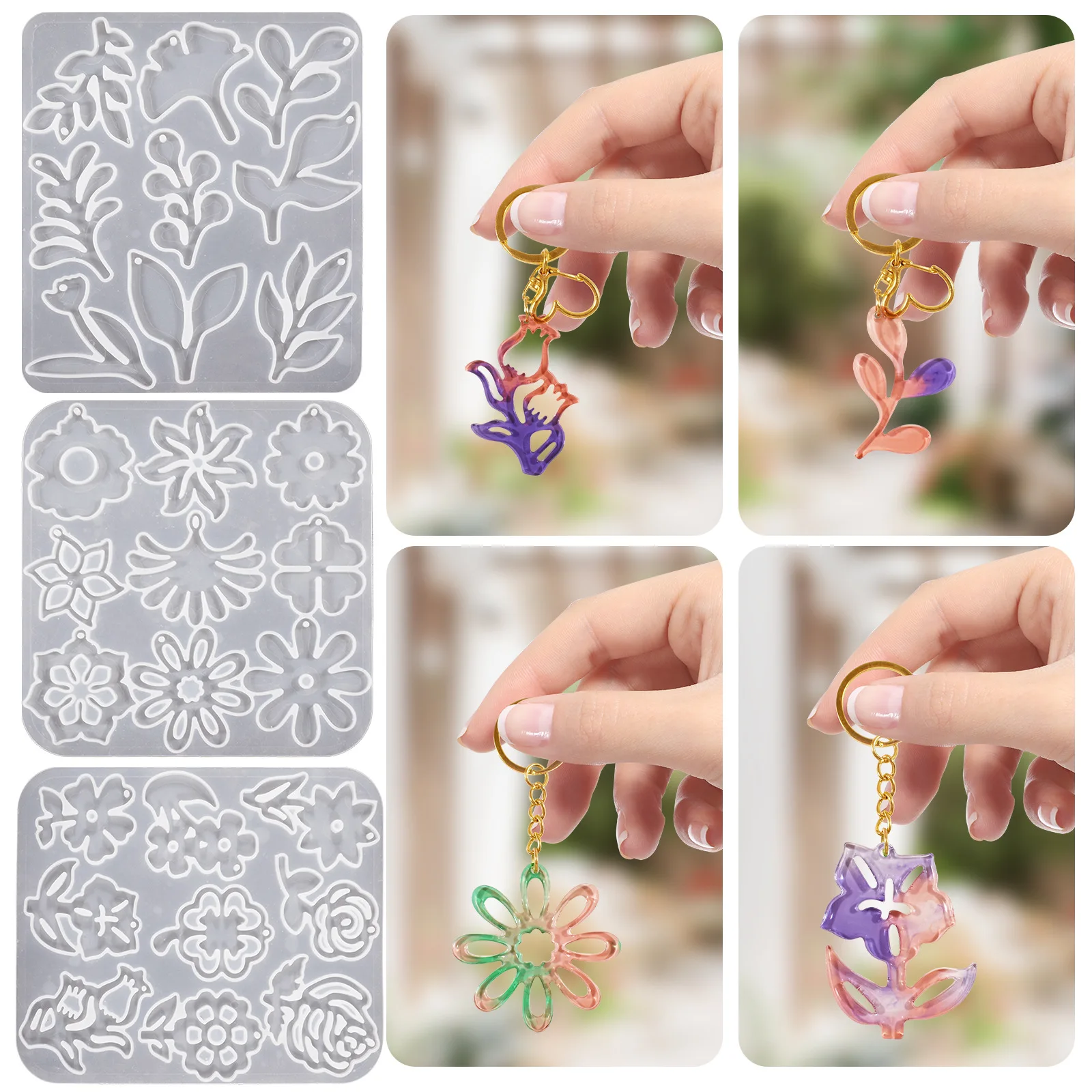 

Flower & Leaf Silicone Mold Set for Resin Jewelry DIY Epoxy Flower Earrings Pendant Charms Gift Tag Decor Summer Holiday Craft