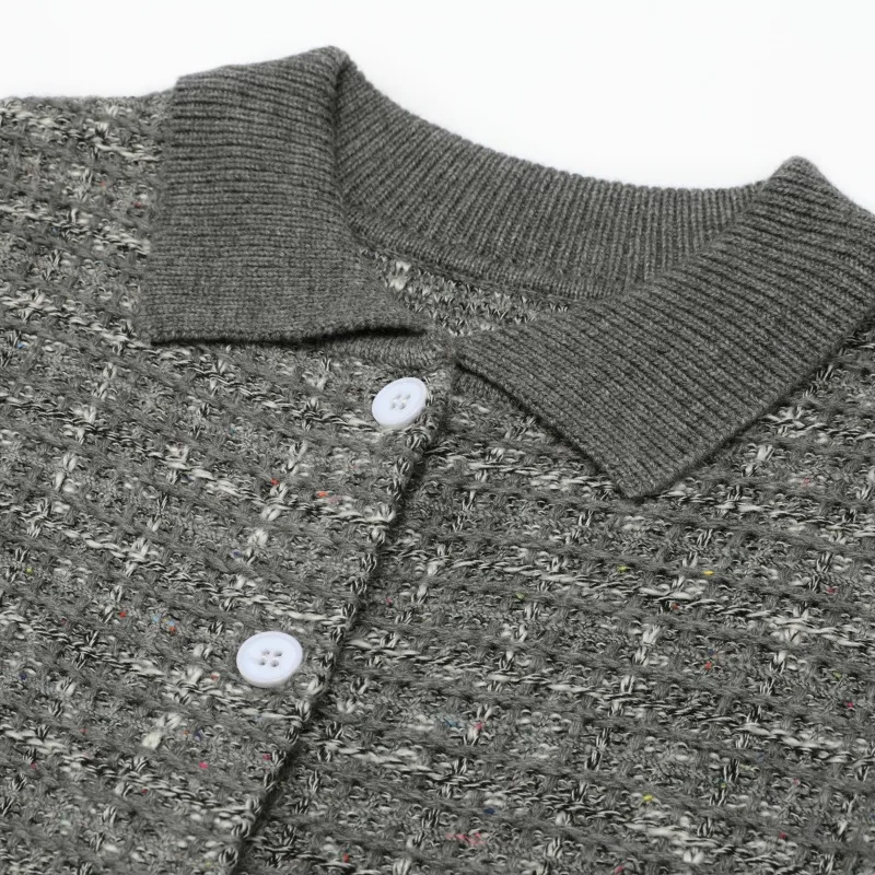 Lapel Gray Checkered Knitted Jacket Single Breasted Casual Luxury Elegant Sweater Cardigan 2026 New Women‘s Short Overcoat Fancy