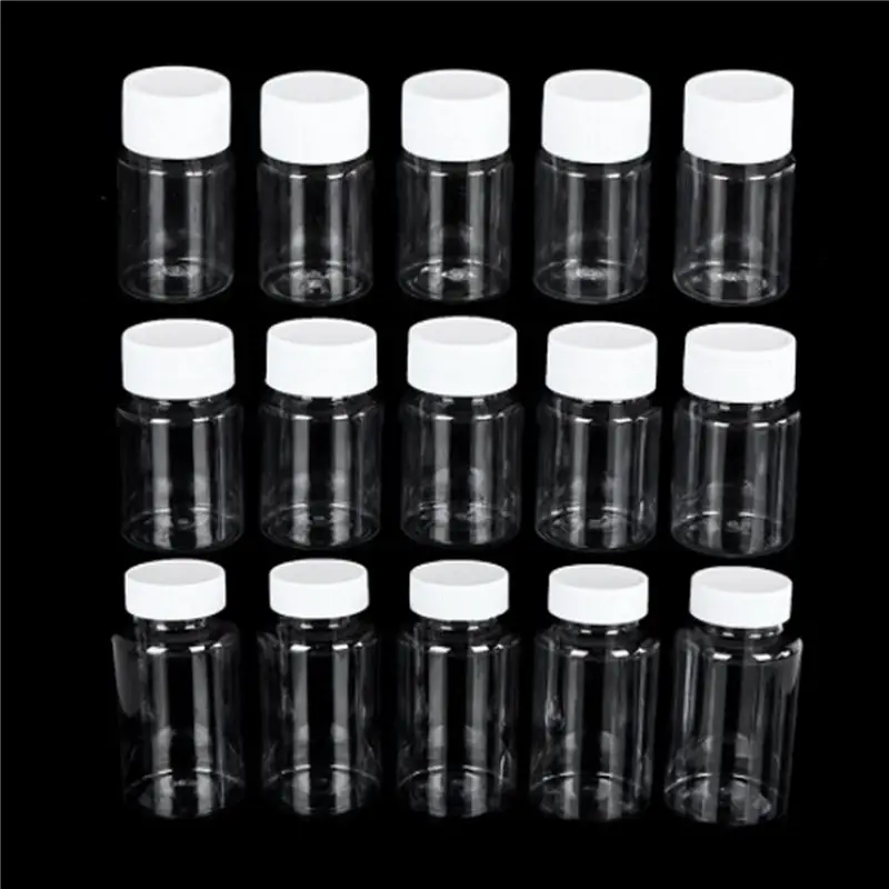 200Pcs Refillable Bottles 15Ml Plastic PET Clear Empty Seal Bottles Container With Screw Cap-B61B