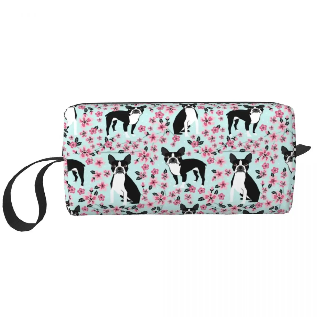 

Terrier Cherry Blossom Dog Makeup Bag Women Travel Cosmetic Organizer Cute Breed Pet Art Portrait Storage Toiletry Bags