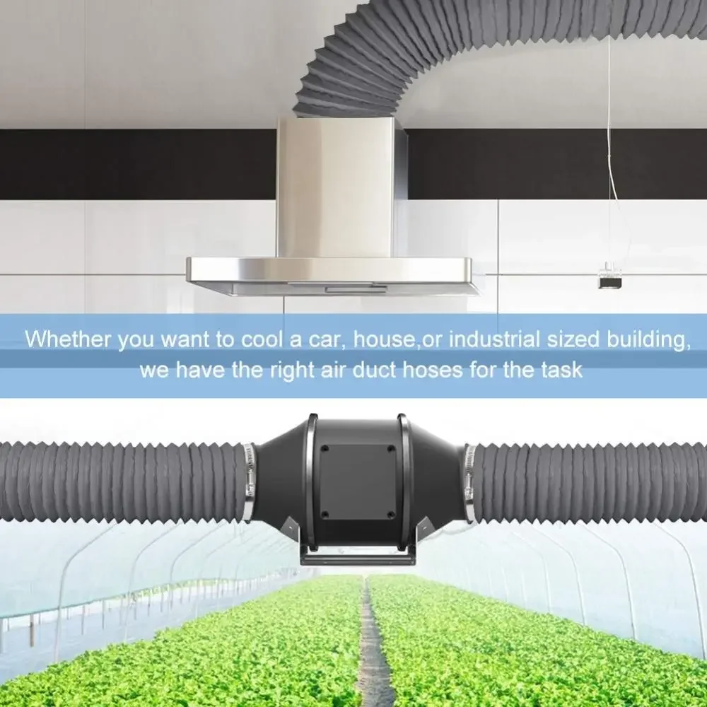 4 inch Dryer Vent Hose with 2 Stainless Steel Clamp Aluminum Foil Air Ducting 6 Layer Protection Grey Exhaust Pipe