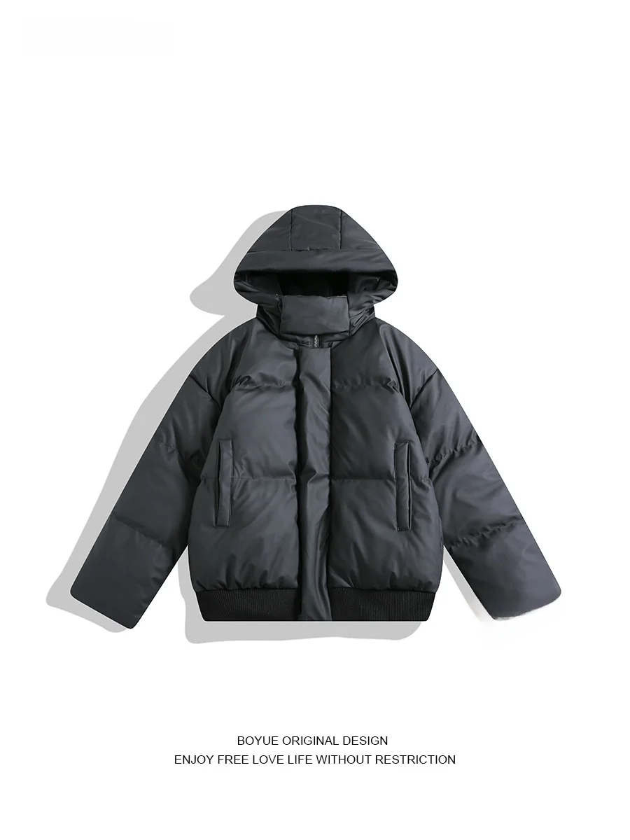 

Куртка Boyue в американском ретро-стиле из хлопка, повседневная, в стиле Гонконг, модная, теплая, универсальная, для пар, свободного кроя, с капюшоном на молнии